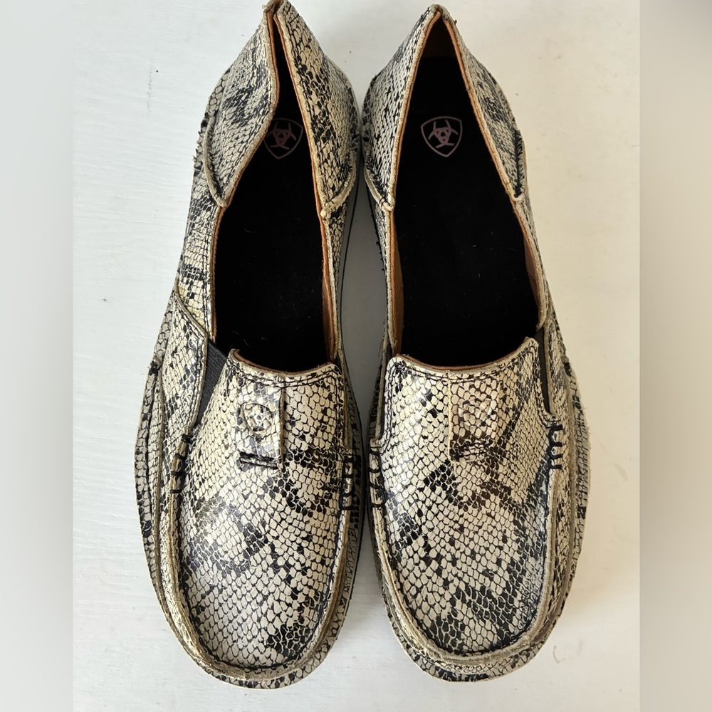 NWOT Ariat Men's Snakeskin Loafers - Black and Cream Size 11B - Picture 3 of 11